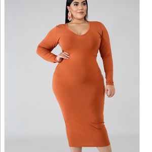 Burnt Orange Midi Dress